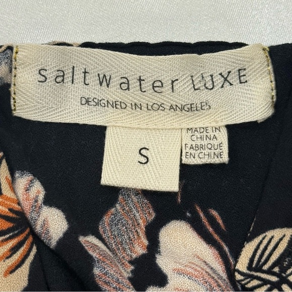 Saltwater Luxe Floral Jumpsuit Cropped Wide Leg Black Small Boho Hippie Beachy - Picture 9 of 12